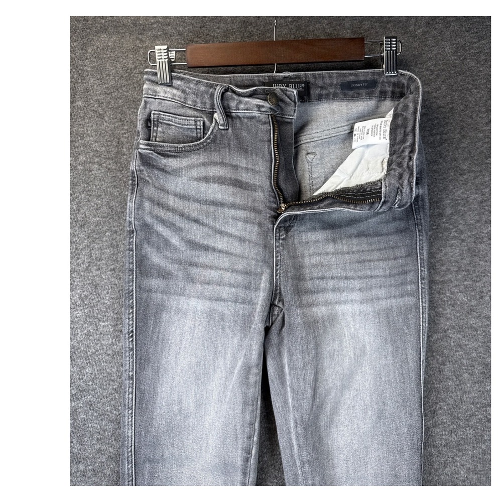 Judy Blue Skinny Jeans Size 7/28 Gray Preppy Party Distressed Raw Hem JB88792 - Picture 2 of 15